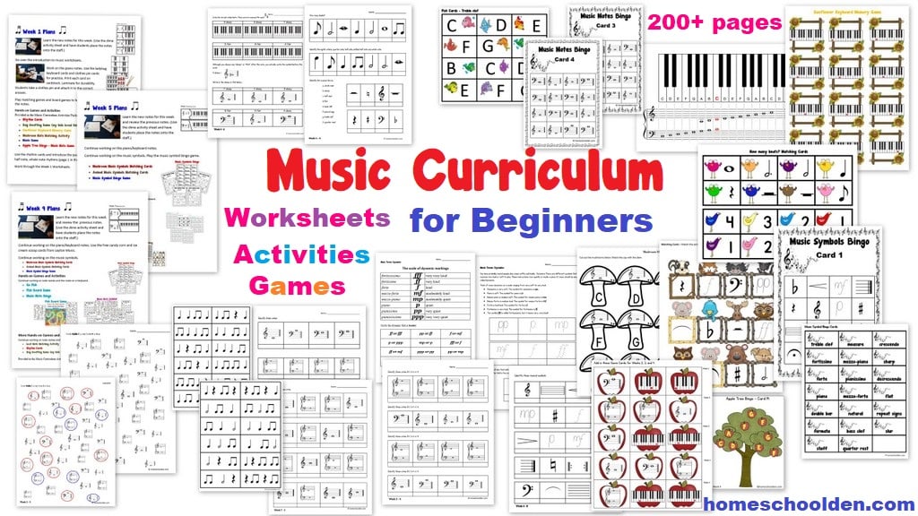 Music Curriculum for Beginners with worksheets activities games